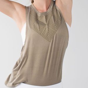 gold shimmery lululemon muscle crop tank
